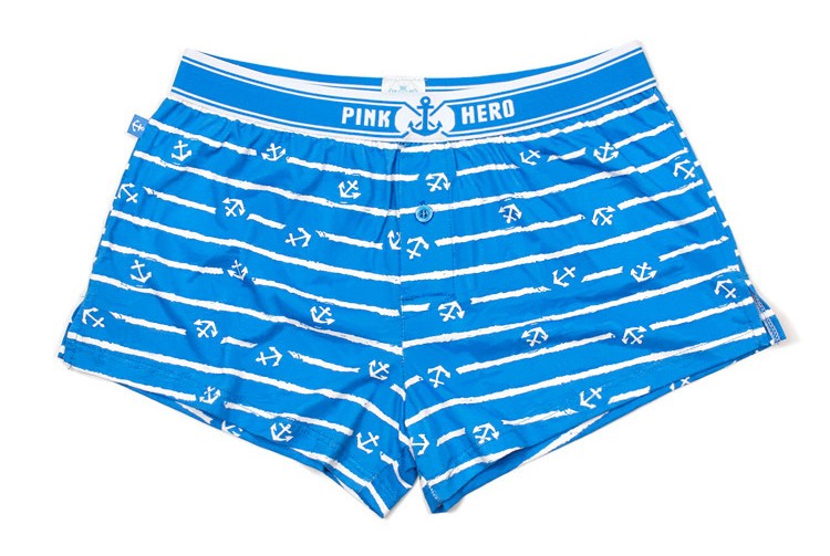 Мужские трусы Pink Hero голубые с якорями удлиненные PH1262-1