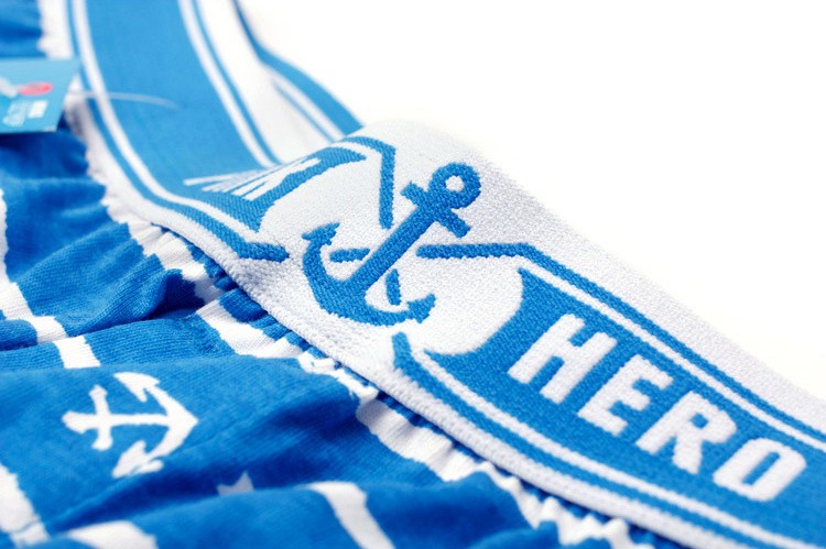 Мужские трусы Pink Hero голубые с якорями удлиненные PH1262-1