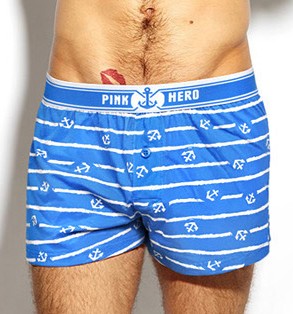 Мужские трусы Pink Hero голубые с якорями удлиненные PH1262-1