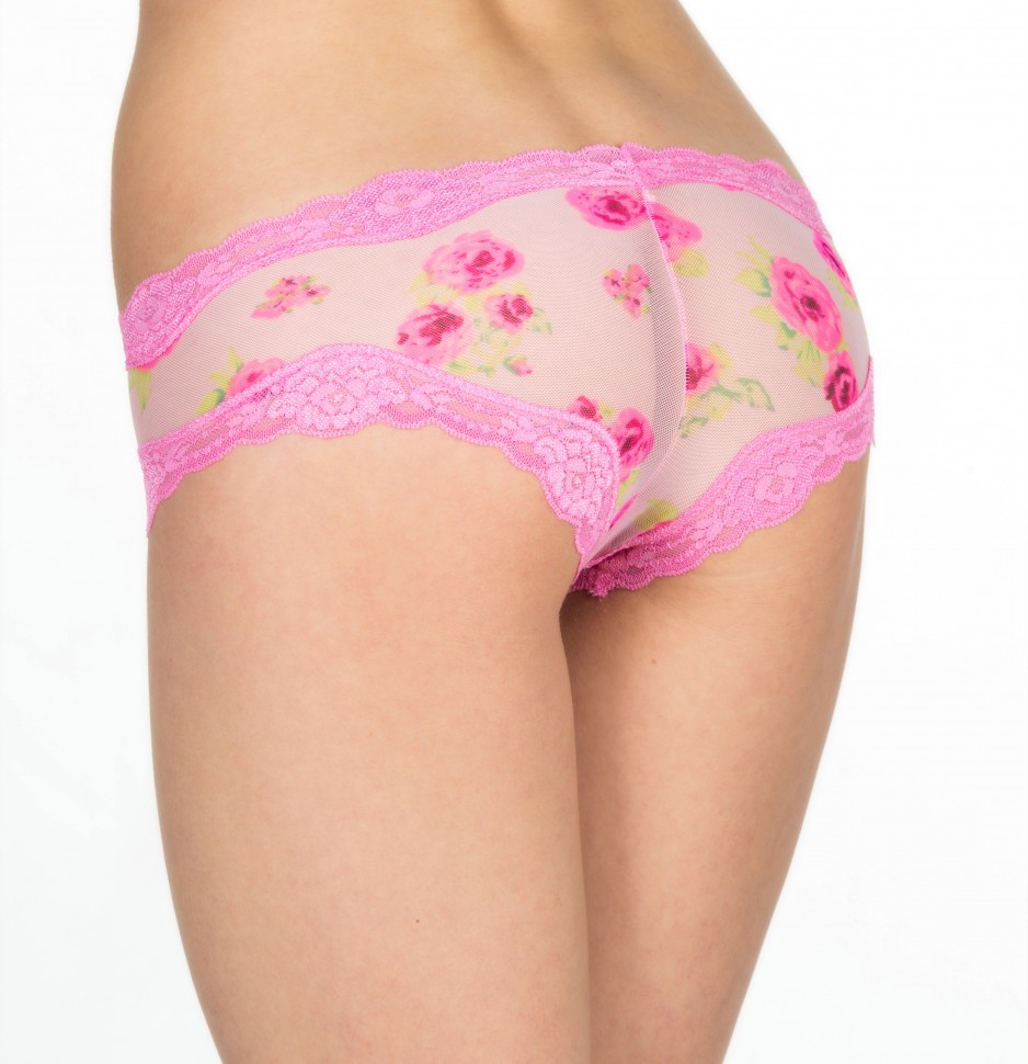 Женские трусы Victoria’s Secret розовые с цветами/кружевами 66282/122