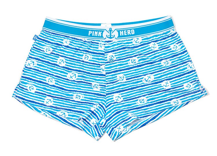 Мужские трусы Pink Hero светло-голубые с якорями удлиненные PH1262-4