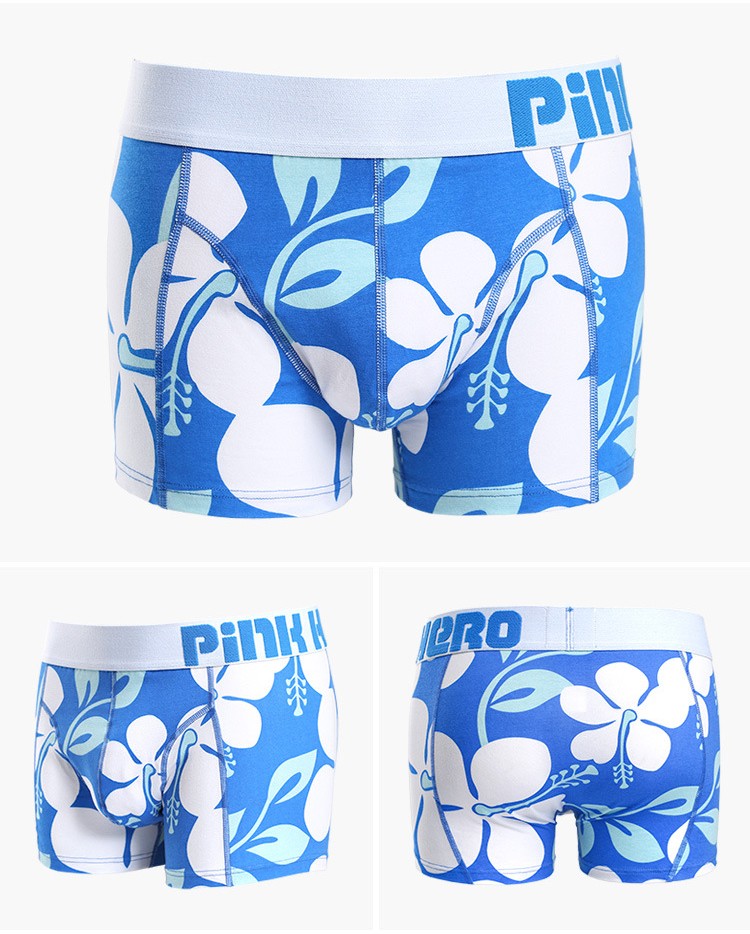Мужские трусы Pink Hero голубые с цветами PH512-4