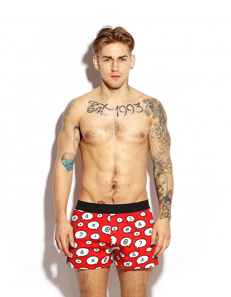Мужские трусы Pink Hero красные со знаками удлиненные PH1268-1