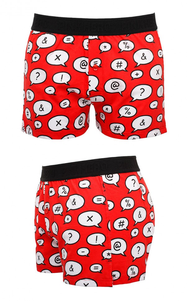 Мужские трусы Pink Hero красные со знаками удлиненные PH1268-1