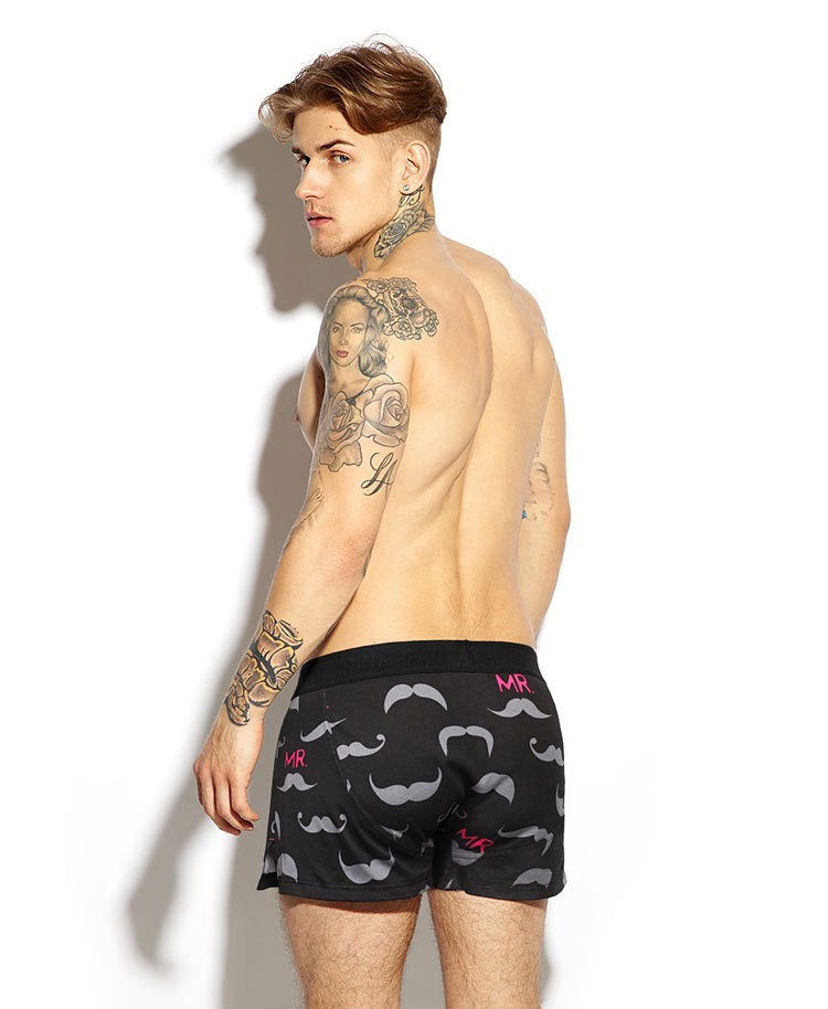 Мужские трусы Pink Hero черные с усами удлиненные PH1268-3