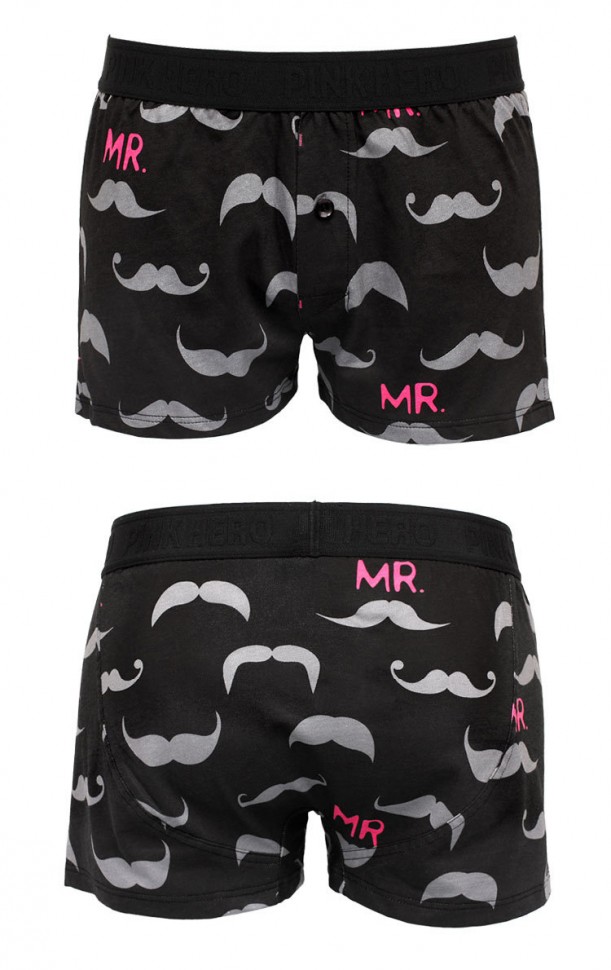 Мужские трусы Pink Hero черные с усами удлиненные PH1268-3