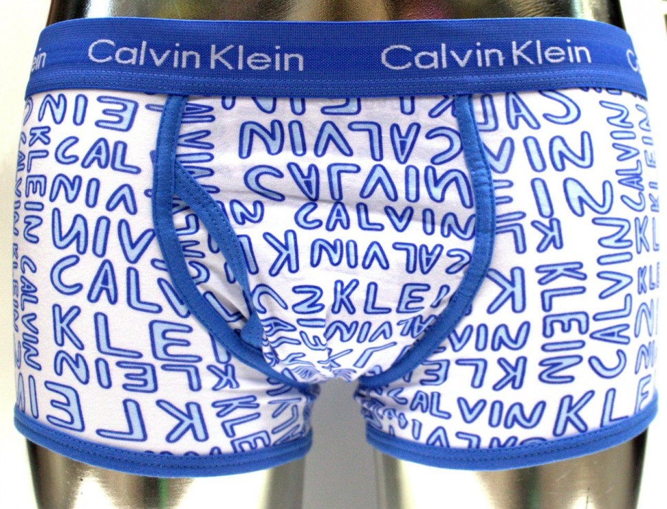 Трусы Calvin Klein 365 белые/голубые буквы A060