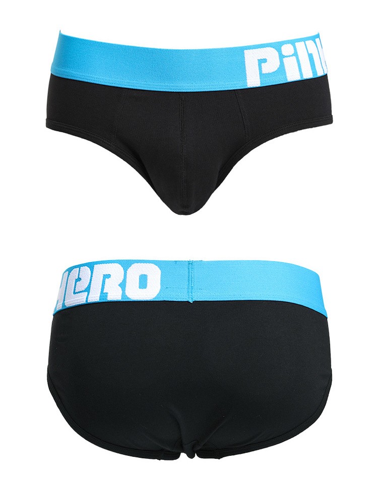 Мужские брифы Pink Hero черные с голубой резинкой PH1280-1