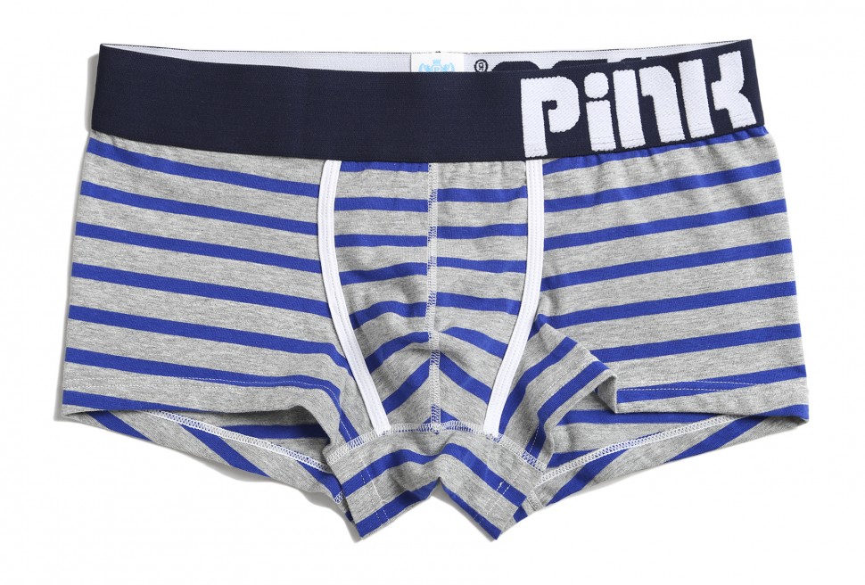 Мужские трусы Pink Hero серые в синюю полоску PH1281-8