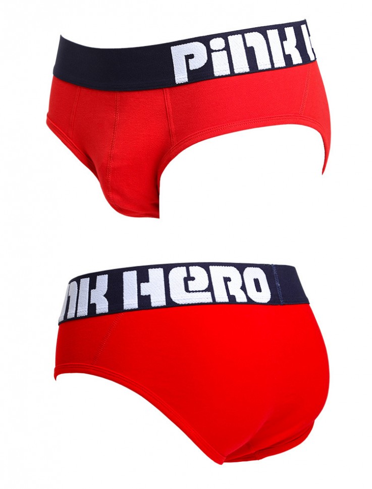 Мужские брифы Pink Hero красные с синей резинкой PH1280-2