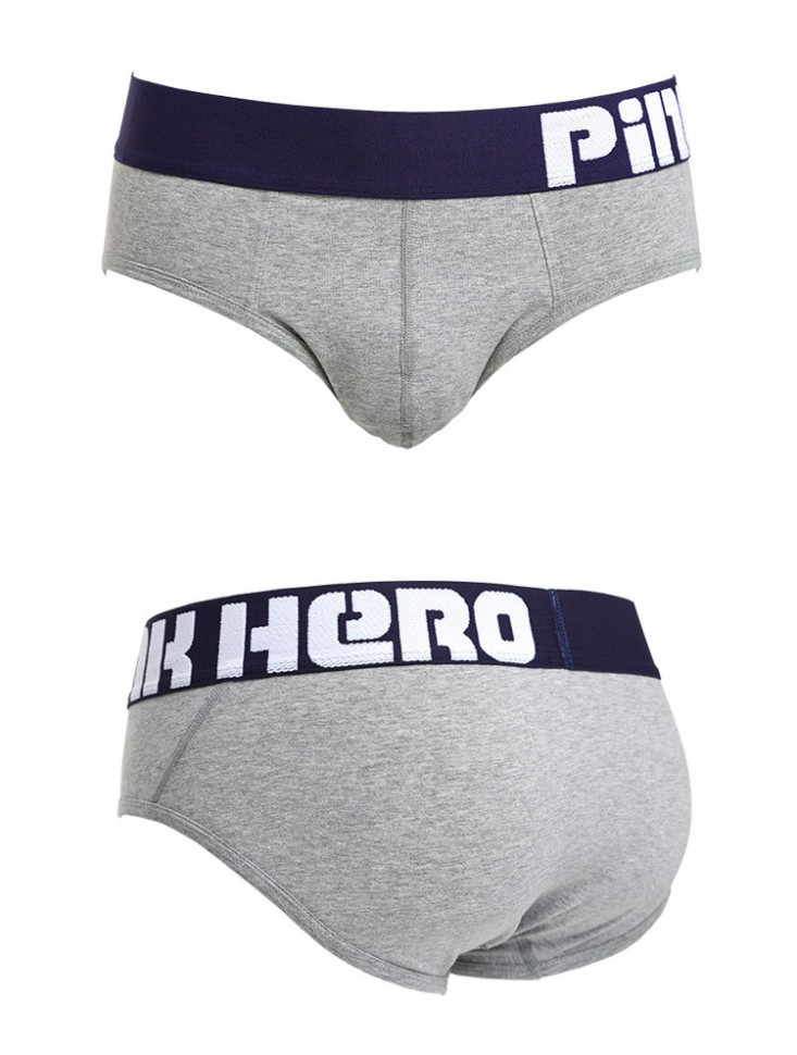 Мужские брифы Pink Hero серые с синей резинкой PH1280-3