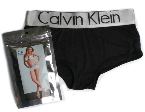 Женские шортики Calvin Klein черные с серебряной резинкой Steel B027