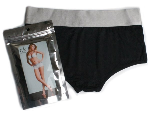 Женские шортики Calvin Klein черные с серебряной резинкой Steel B027