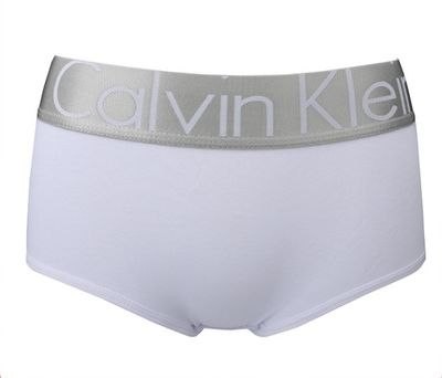 Женские шортики Calvin Klein белые с серебряной резинкой Steel B028