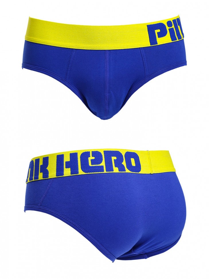 Мужские брифы Pink Hero голубые с желтой резинкой PH1280-6