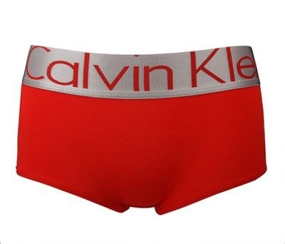 Женские шортики Calvin Klein красные с серебряной резинкой Steel B032