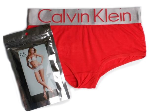 Женские шортики Calvin Klein красные с серебряной резинкой Steel B032
